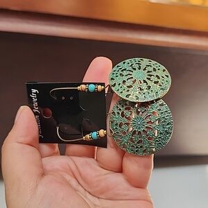 Bohemian earrings, Copper earrings, Mandala earrings